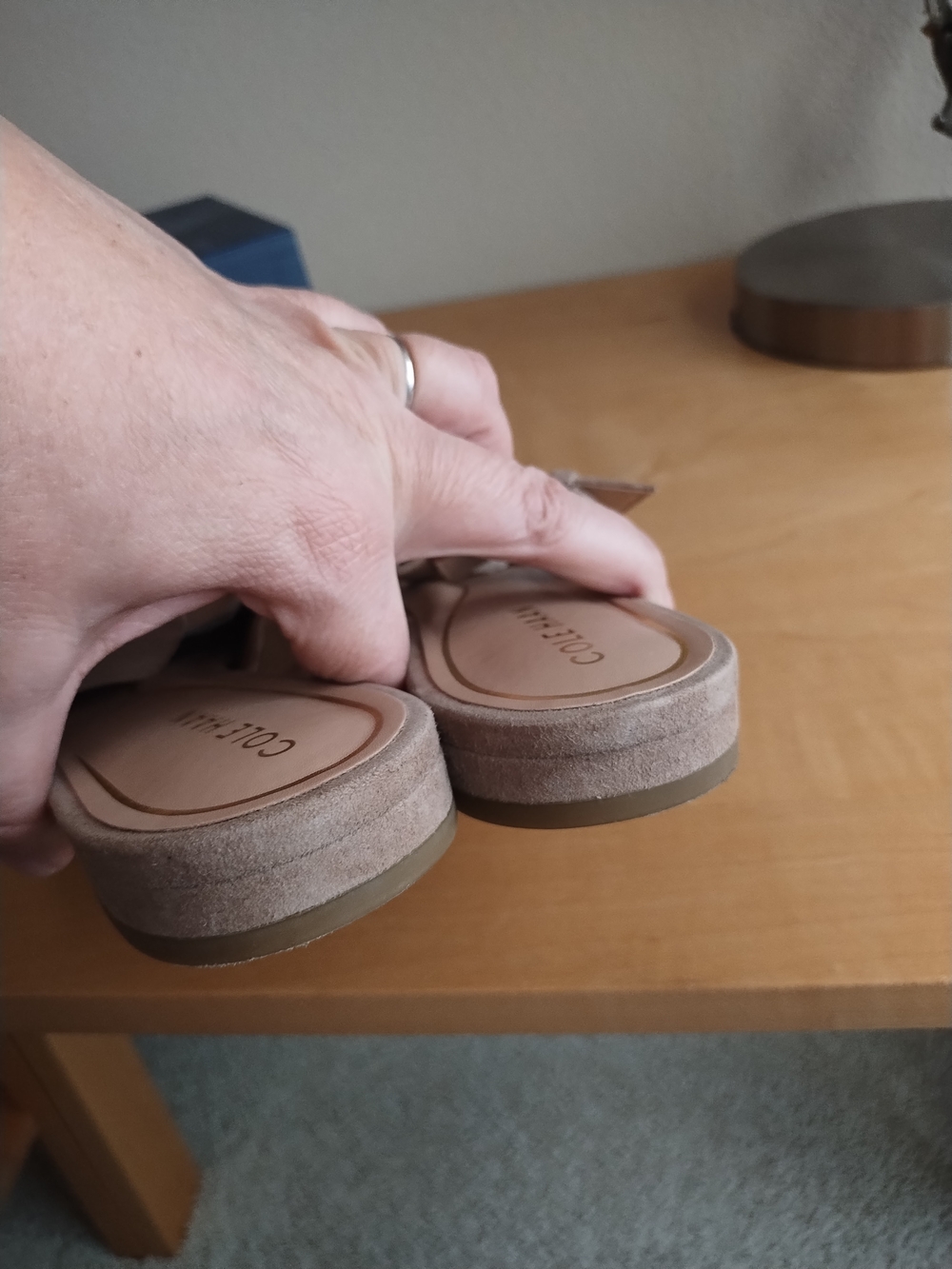 Cole Haan Taupe Suede Pointed-Toe Mule with Buckle - Picture 7 of 8